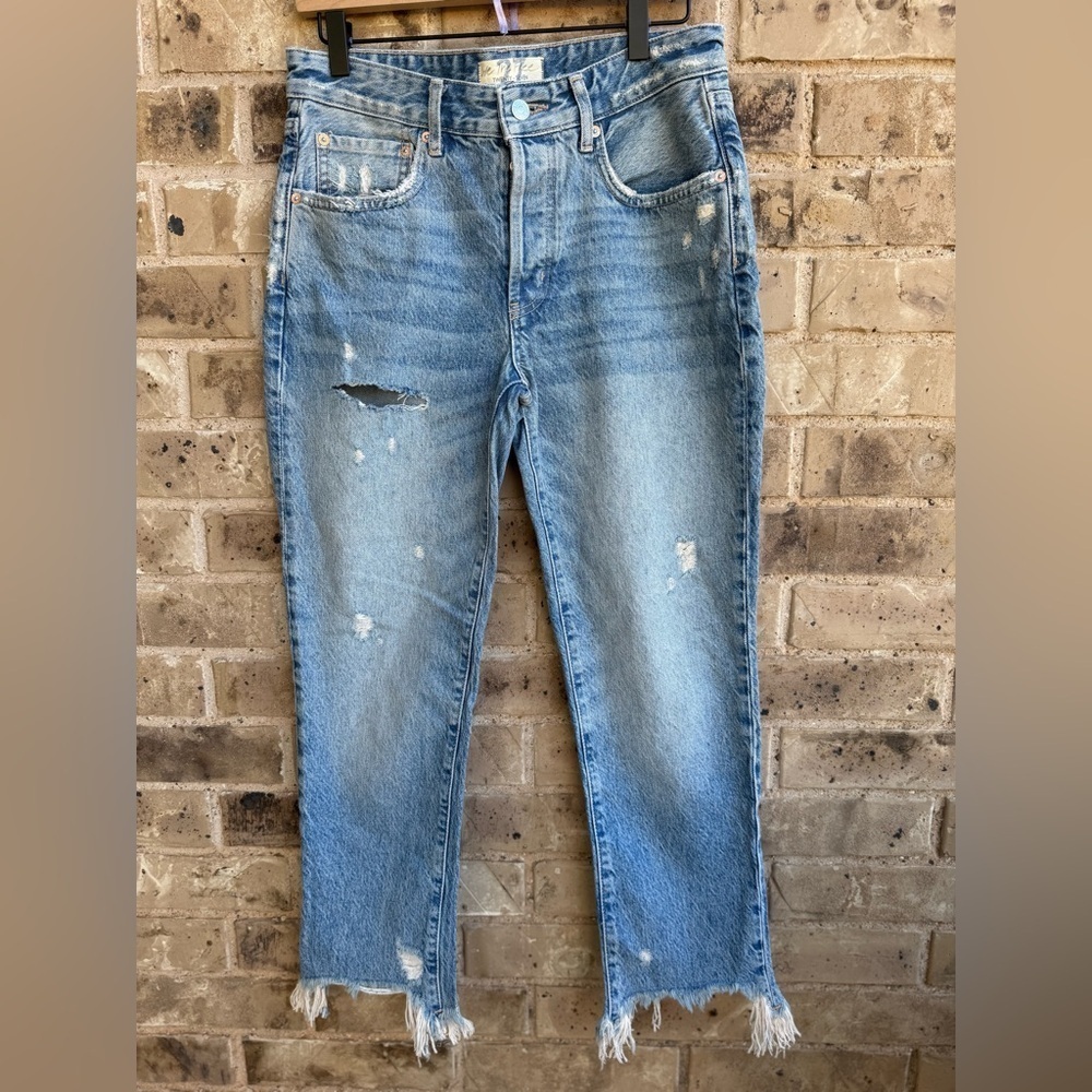 We the Free x Free People Good Times Relaxed Jeans November Rain Blue Crop Sz 27